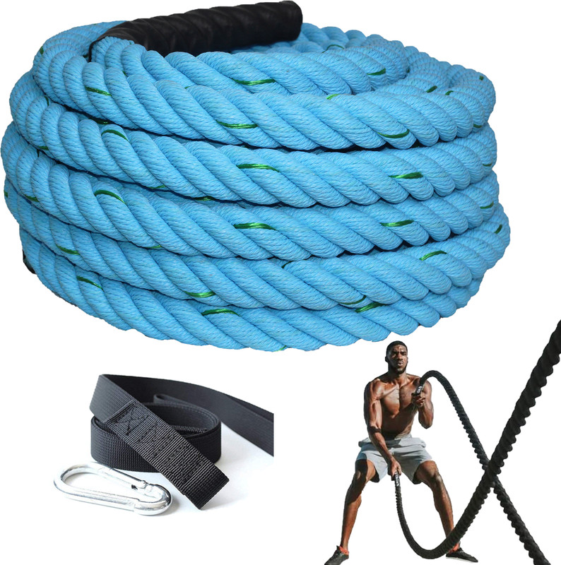 Fit Fusion PolyPropylene Blue Battle Rope with WM & AS for Gym, Heavy Rope, 30FT Battle Rope(Length: 30 ft, Weight: 5.9 kg, Thickness: 1.5 inch)