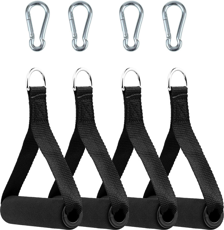 AKFITNESS Cable Machine Attachments Resistance Bands 4 Pcs Handles Grips (2Pcs SnapLock) Battle Rope(Length: 0.5 ft, Weight: 0.49 kg, Thickness: 1 inch)