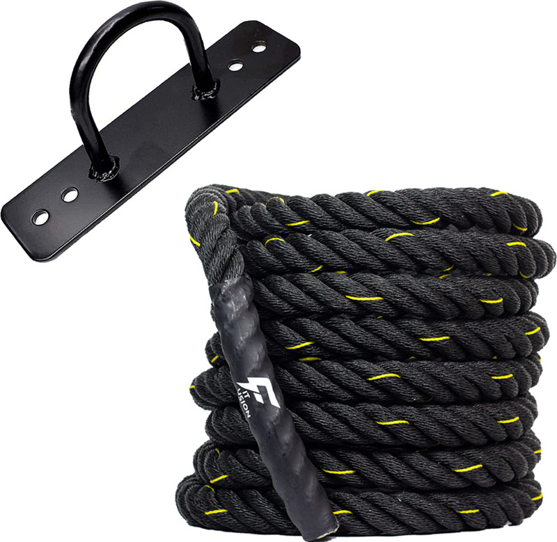 Fit Fusion Battle Rope & Wall Mount for Gym, Home, Heavy Battle Rope, 1.5 Inches Diameter Battle Rope(Length: 30 ft, Weight: 5 kg, Thickness: 1.5 inch)