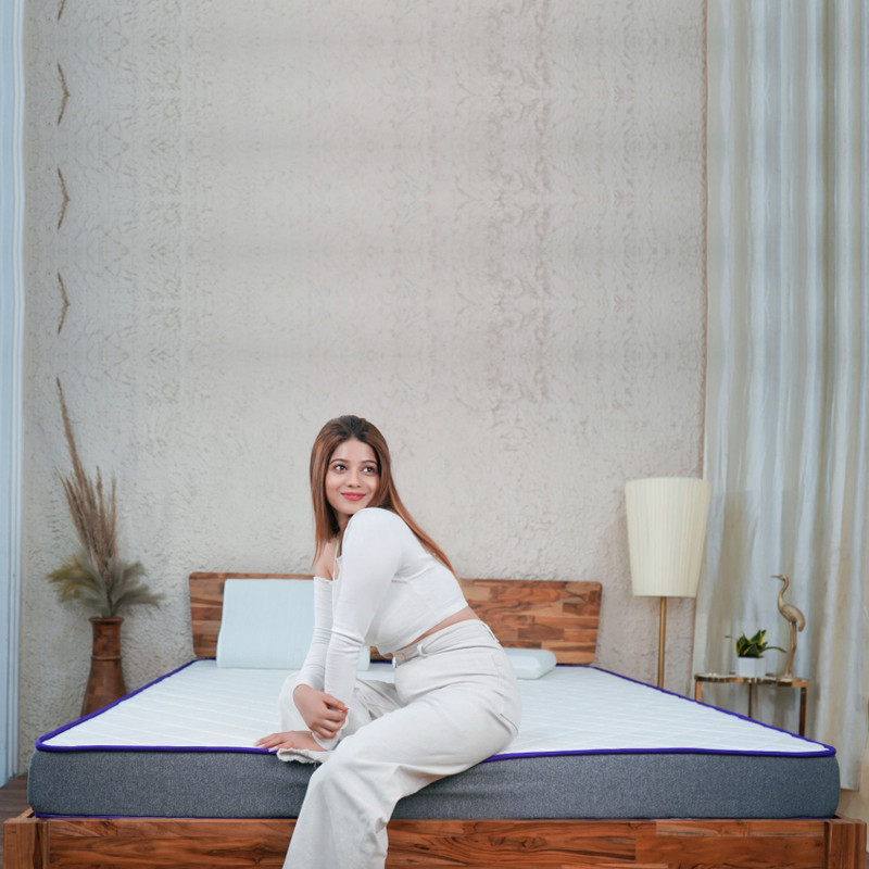 SLEEPSPA Dual Comfort - Hard & Soft- with Comfort Cubes and Rebotech Tech. 4 inch Single High Resilience (HR) Foam Mattress(L x W: 75 inch x 36 inch)