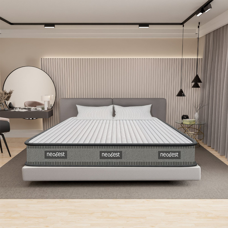 Neobest Orthopedic| Dual Foam 3 Layers Hypoallergenic & Breathable Fabric| Tape Edge 6 inch King High Resilience (HR) Foam Mattress(L x W: 78 inch x 72 inch)