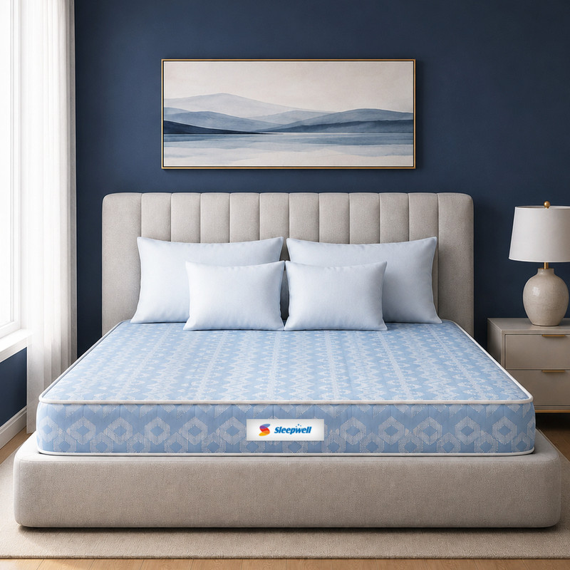 Sleepwell Orthopedic, Medium Firm Spine Support, Resitec VPF Core, Neem Anti-Microbial 10 inch King Memory Foam Mattress(L x W: 75 inch x 70 inch)