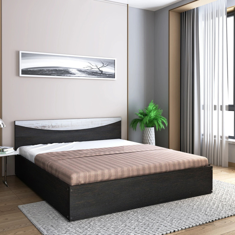 Flipkart Perfect Homes Carol Engineered Wood Queen Bed, 203.5 cm x 159.5 cm (6.68 ft x 5.23 ft)(Finish Color - Flowery Wenge Dark, Delivery Condition - Knock Down)