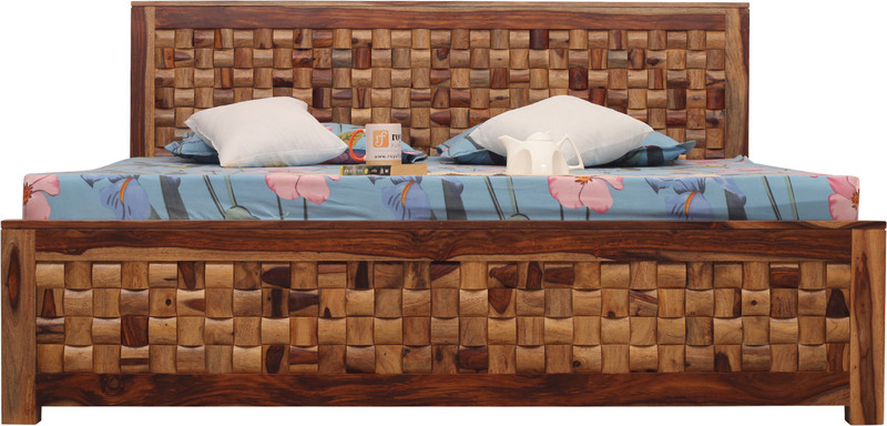 rf royal finish Nivora KingSize(72"x78") Without Storage,12-Month Warranty,Natural Colour Solid Wood King Bed(Finish Color - Bed Without Bedside, Delivery Condition - Knock Down)