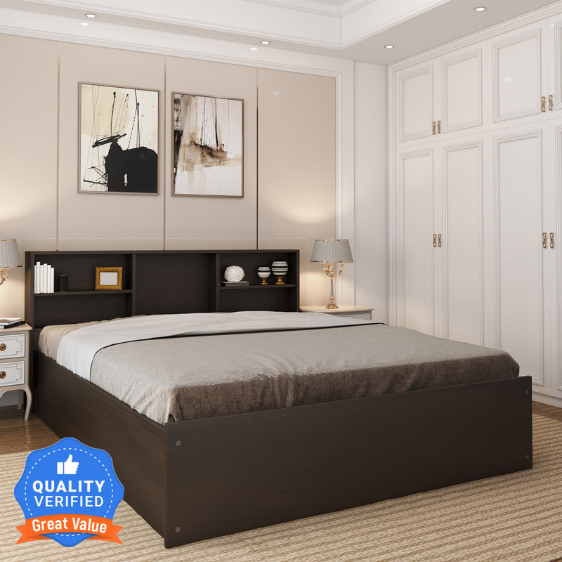 Flipkart Perfect Homes Opus Engineered Wood Queen Box Bed, 213 cm x 162.3 cm (6.99 ft x 5.32 ft)(Finish Color - AW Flowery Wenge, Delivery Condition - Knock Down)