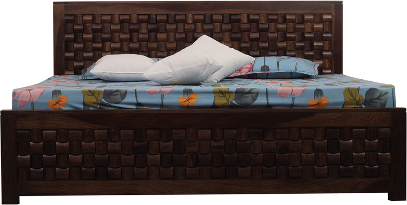 Sheesham Craft Nivora King Size(72"x78") Without Storage,12-Month Warranty,Walnut Colour Solid Wood King Bed(Finish Color - Bed Without Bedside, Delivery Condition - Knock Down)