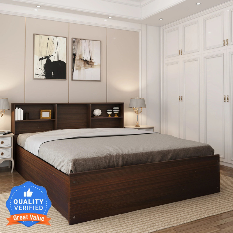 Flipkart Perfect Homes Opus Engineered Wood King Box Bed, 212.8 cm x 192.7 cm (6.98 ft x 6.32 ft)(Finish Color - AW Planked Walnut, Delivery Condition - Knock Down)
