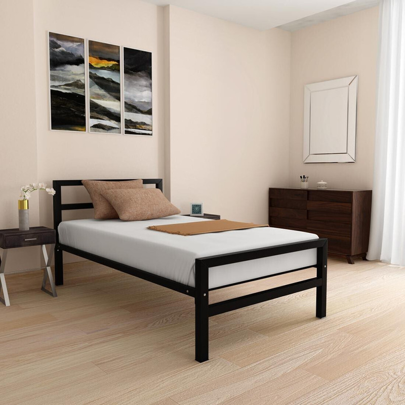 Nilkamal SLEEP Striker Metal Single Bed, 199 cm x 98 cm (6.53 ft x 3.22 ft)(Finish Color - Black, Delivery Condition - Knock Down)