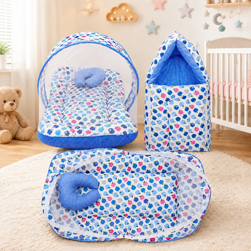 Miss & Chief by Flipkart Polycotton Baby Bed Sized Bedding Set(Blue, 1 Baby Bed, 1 Sleeping Bag)