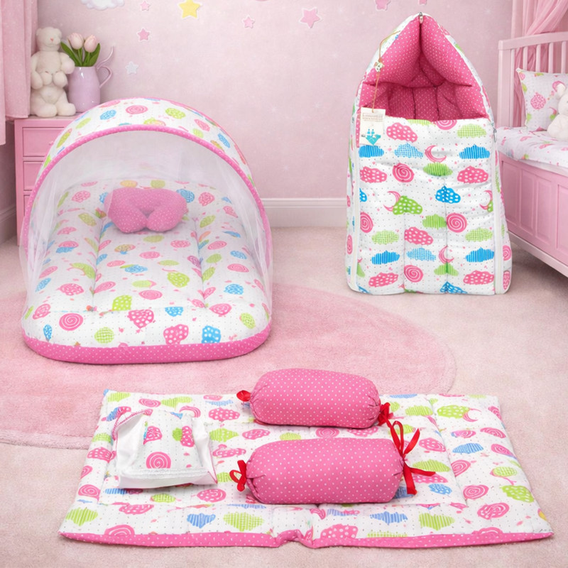 Fareto Cotton Baby Bed Sized Bedding Set(Peach spiral, 1 Sleeping Bag)