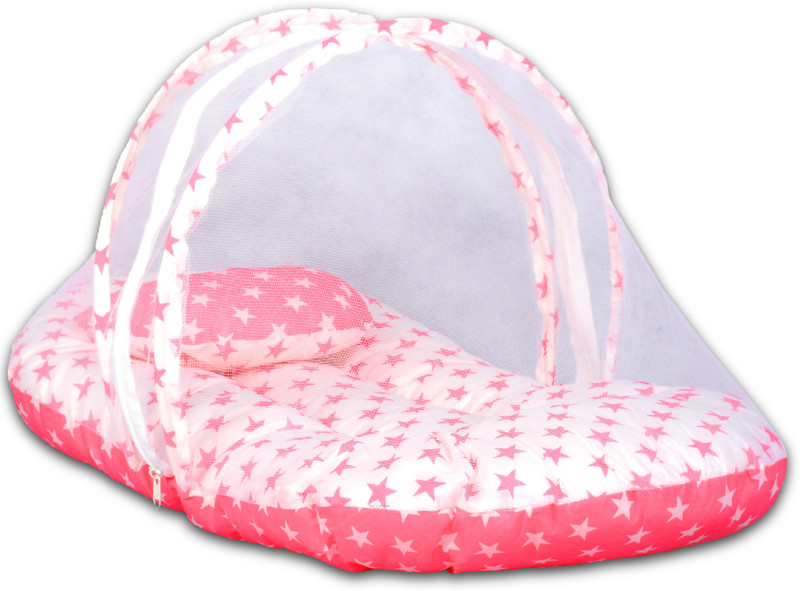 Kid's Charm Mini-Milky Star 2 in 1 Baby's Cotton Bed with Mosquito Met Cotton Washable Kids Mosquito Net(Pink, Tent)