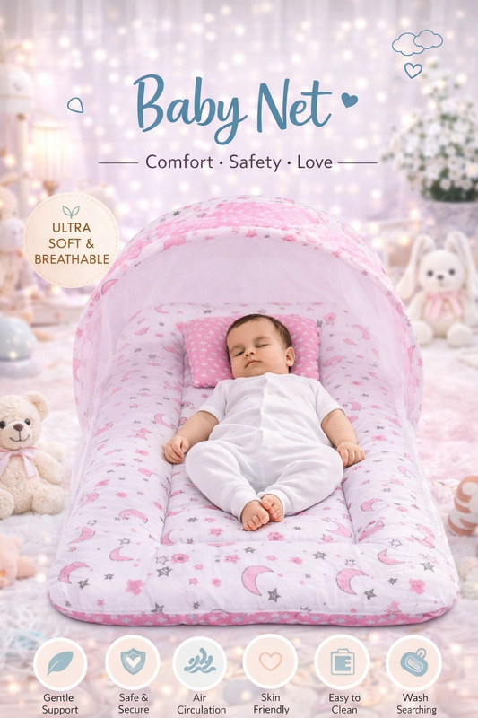 adore stuff Cotton Baby Bed Sized Bedding Set(Pink, 1)