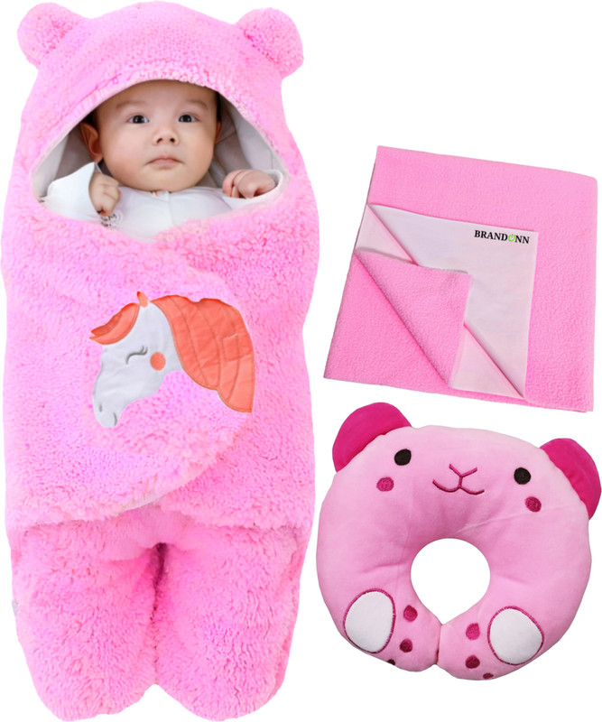 BRANDONN Cotton Baby Bed Sized Bedding Set(Unicorn Pink, 1 Pc Bedding, 1 Pc Mat , 1 Pc Pillow)