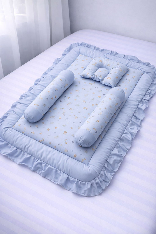 BABYBEDS Cotton Baby Bed Sized Bedding Set(LIGHT BLUE L, 1 BEDDING SET)