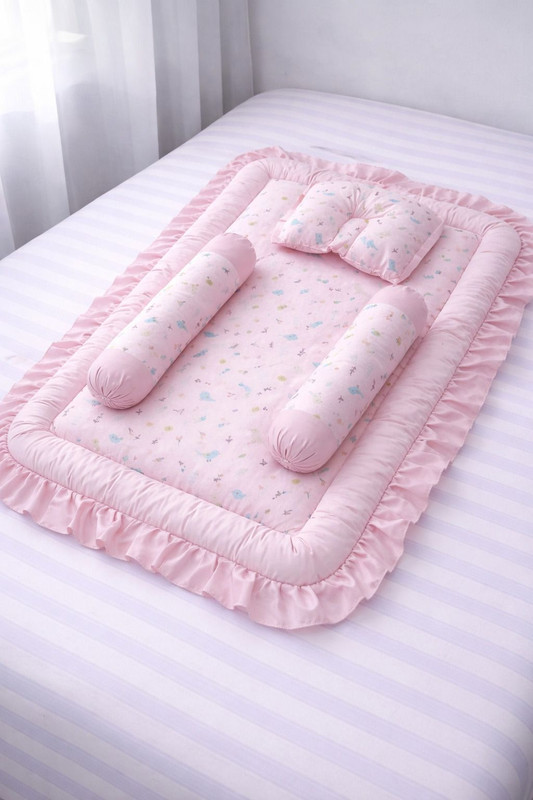 BABYBEDS Cotton Baby Bed Sized Bedding Set(SOFT BLUSH, Pink, 1 BEDDING SET)