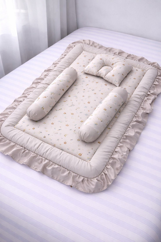 BABYBEDS Cotton Baby Bed Sized Bedding Set(LIGHT CREAME L & PARCHMENT, 1 BEDDING SET)