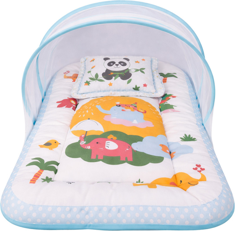 Toddylon New Born Baby Printed & Luxury Mosquito Net Bed Cotton Infants Mosquito Net(Blue, Bed Box)