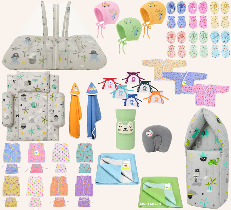 Kwitchy New Born Baby Bedding & Clothing Combo Pack(Multicolor)