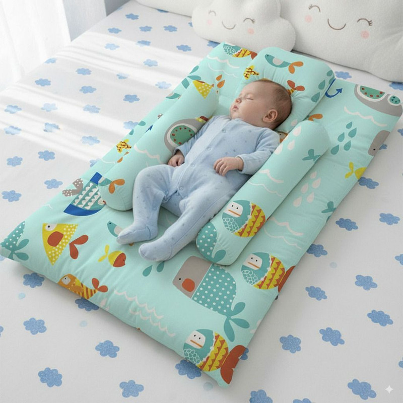 StarAndDaisy Cotton Baby Bed Sized Bedding Set(Light Blue, 1 Bedding Set)
