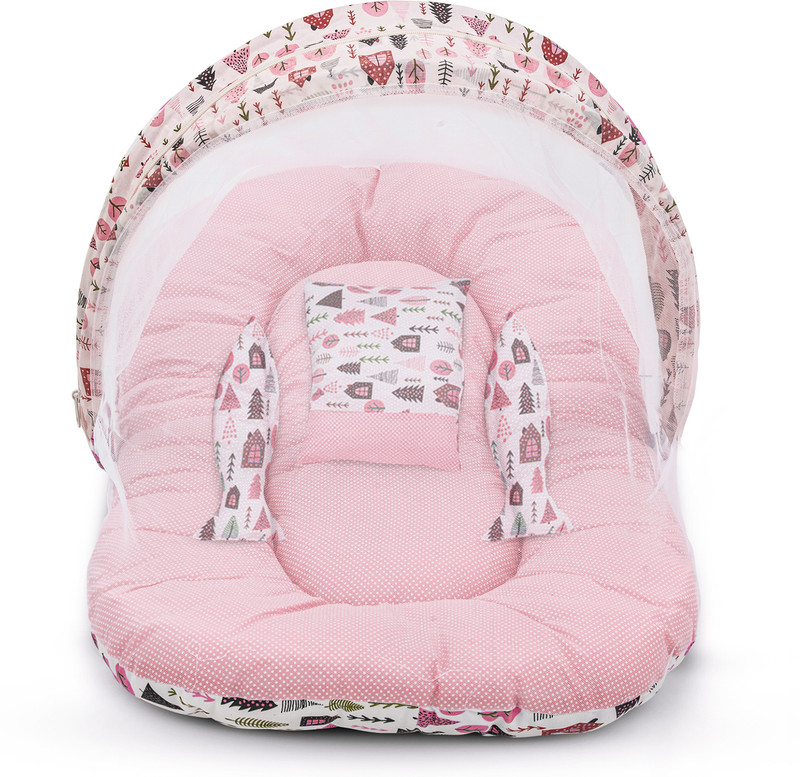 baybee Cotton Baby Bed Sized Bedding Set(Pink, 1 Baby Sleeping Bed with Net)