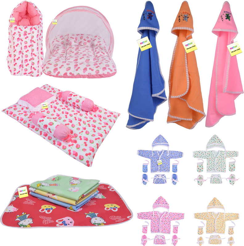 Kwitchy Baby Products All Gifts Set for New Born Bedding & Clothing Combo standard Crib(Fabric, Pink)