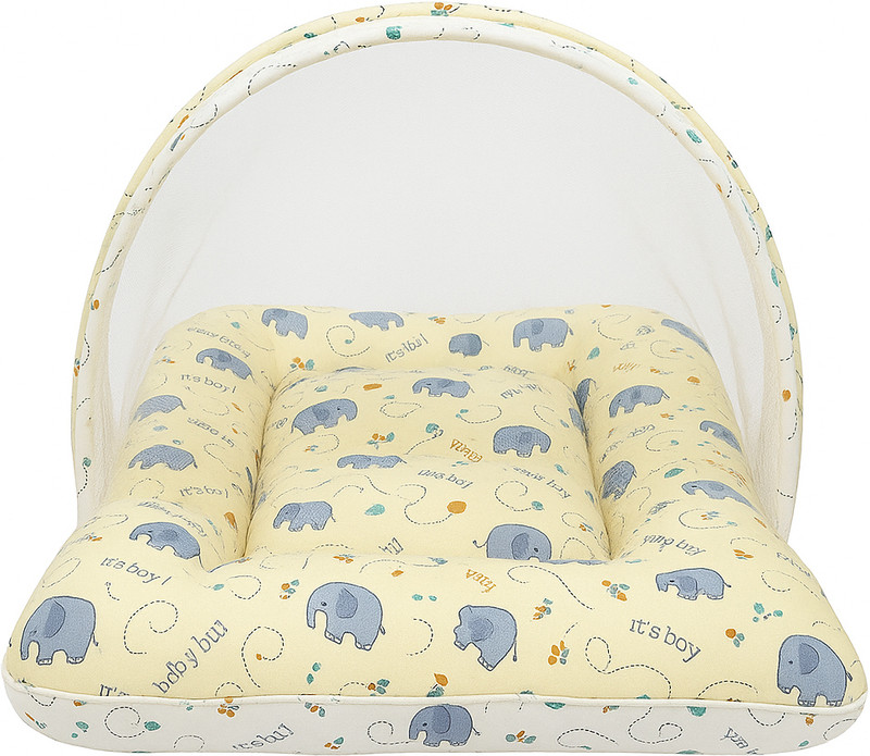 Baby Fly New Born Baby Foldable Mattress With Mosquito Net Standard Crib(Fabric, Yellow)