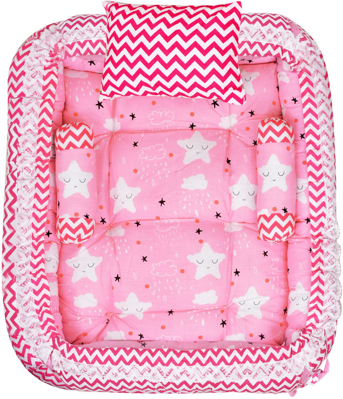 PARTH ENTERPRISE PE-BB06 Baby bedding set Stars(Fabric, Pink, White)