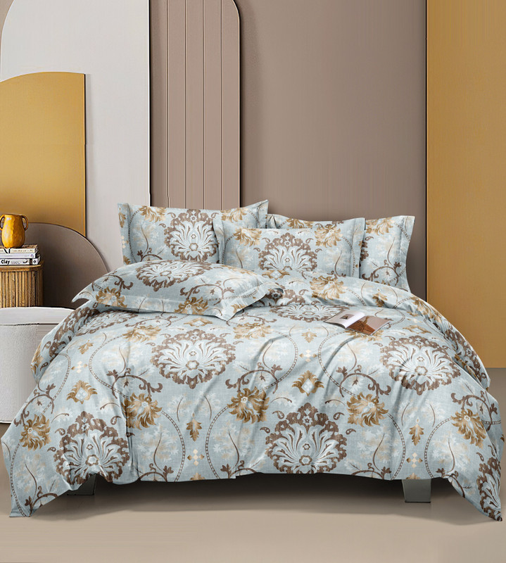 AVINYA Cotton Single Fitted (Elastic) 145 TC Cartoon 1 Bedsheet with 2 Pillow Covers(Blue)
