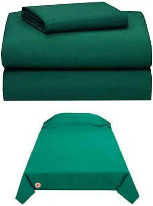 Arete Cotton Single Flat 0 TC Solid 1 Bedsheet with 2 Pillow Covers(Green)