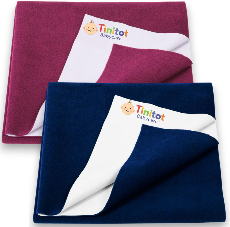 Tinitot Cotton Crib Flat 290 TC Solid 2 Bedsheets(Blue)