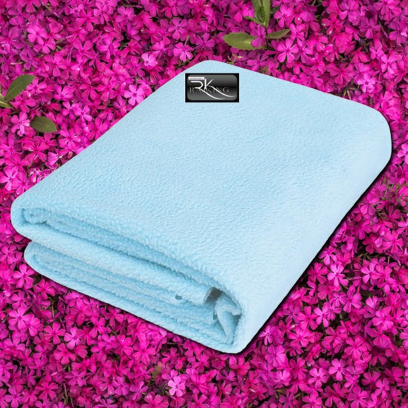 Rajking Fleece Crib Flat 350 TC Solid 1 Bedsheet with 2 Pillow Covers(SKY BLUE)