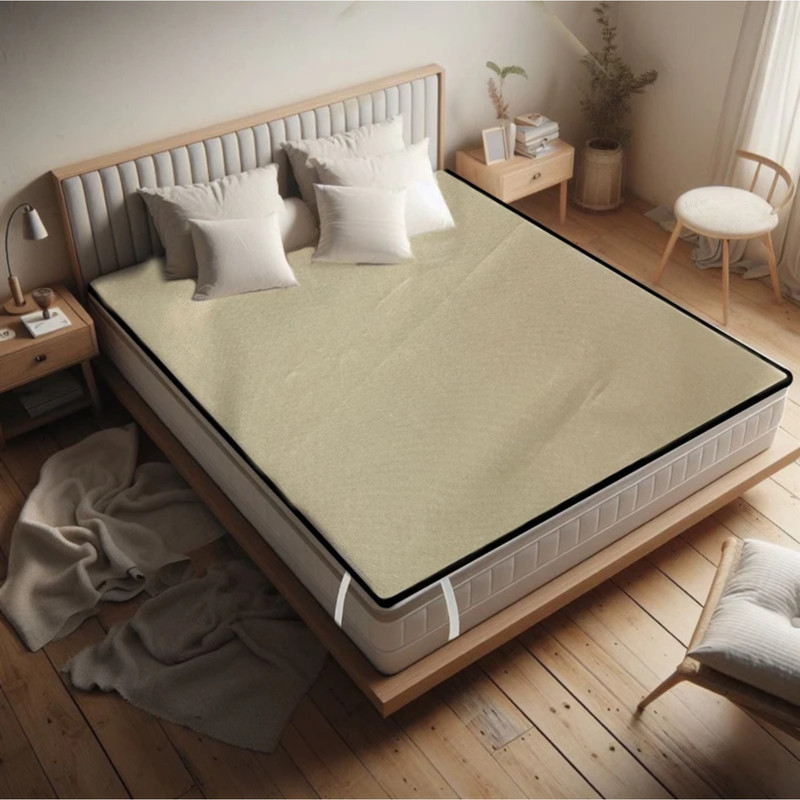 Pooza enterprises Polycotton Double Fitted (Elastic) 100 TC Solid 1 Bedsheet with 2 Pillow Covers(Beige)