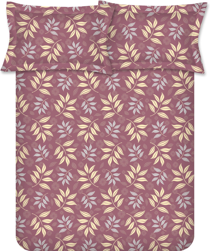 Raymond Home Cotton Double Flat 104 TC Printed 1 Bedsheet(Maroon)