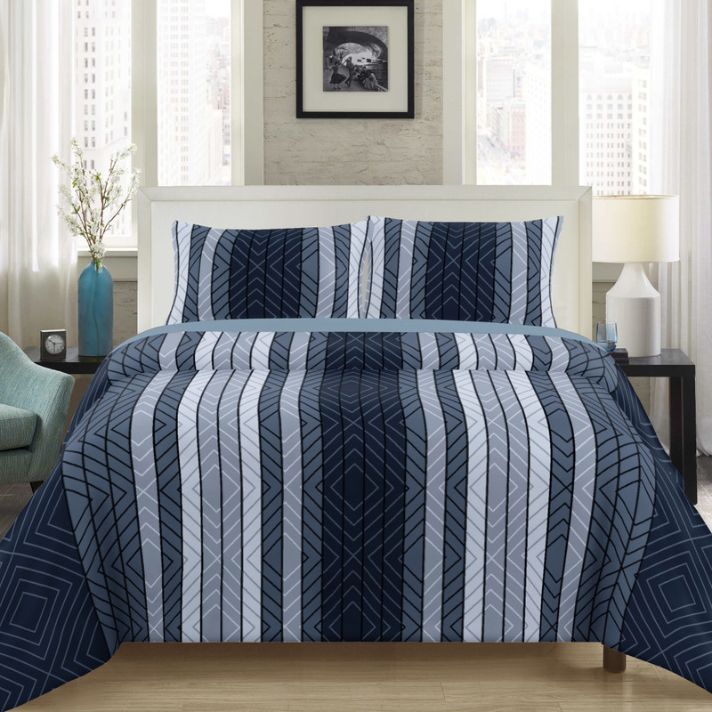 MAHESHWARI TRADERS Cotton King Flat 300 TC Geometric 1 Bedsheet with 2 Pillow Covers(Grey)