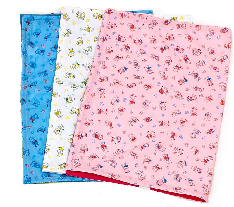 MY BABY LOVE A PERFECT CARE PVC Crib Flat 0 TC Solid 3 Bedsheets with 6 Pillow Covers(White, Pink, Blue)