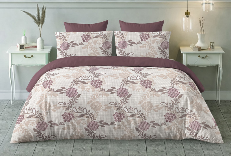 Shri Shyam textile store Cotton Queen Flat 120 TC Text Print 1 Bedsheet(White and pink)