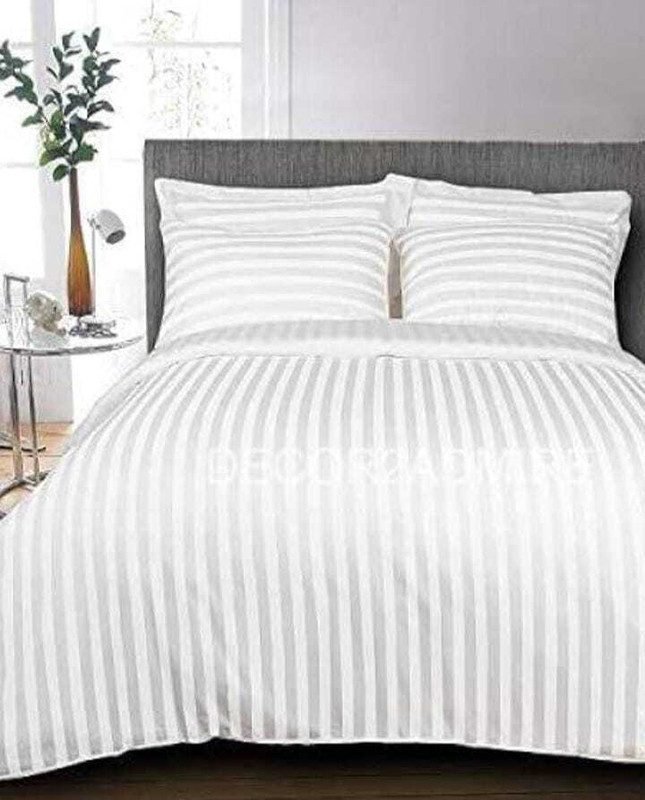 UMA Enterprises Cotton Double Flat 200 TC Solid 1 Bedsheet with 2 Pillow Covers(White)
