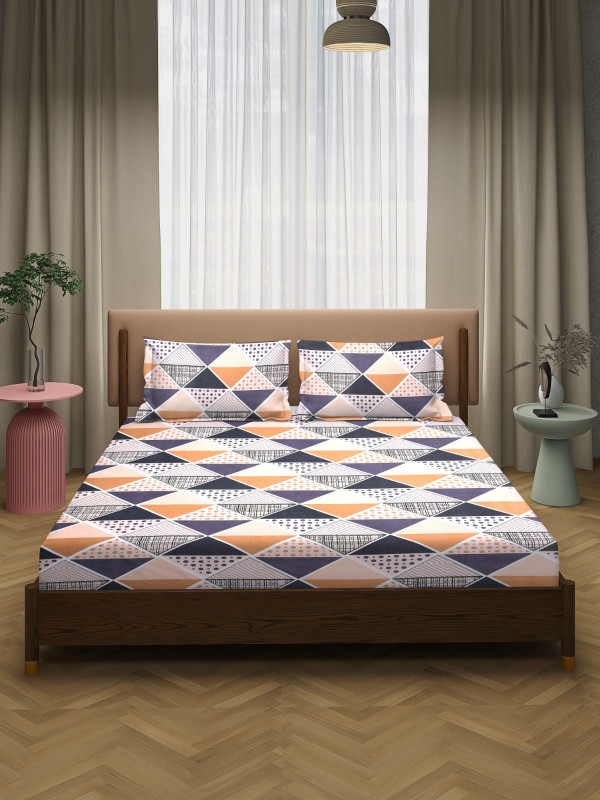 Yamoria Polycotton King Flat 210 TC Floral 1 Summer Bedsheet with 2 Pillow Covers(Multicolor)