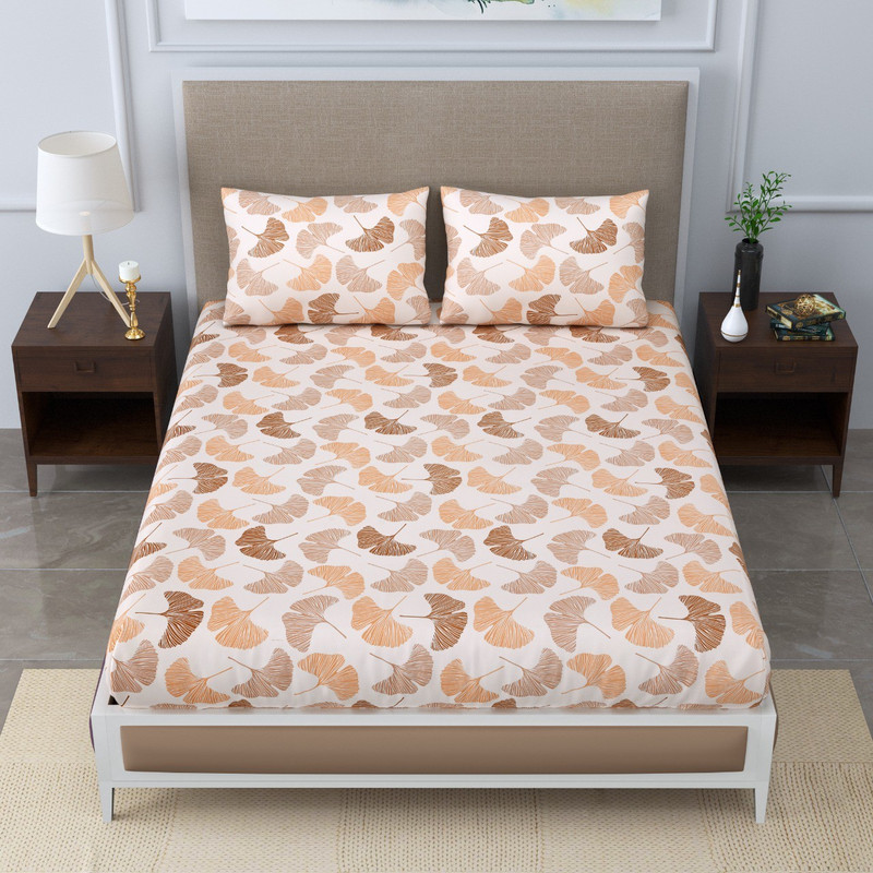 pari creations Microfiber Double Flat 144 TC Floral 1 Bedsheet with 2 Pillow Covers(Pink)