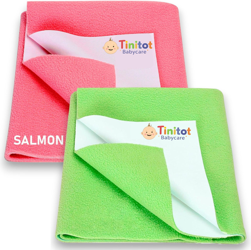 Tinitot Cotton Crib Flat 290 TC Solid 2 Bedsheets(Pista green, Pink)