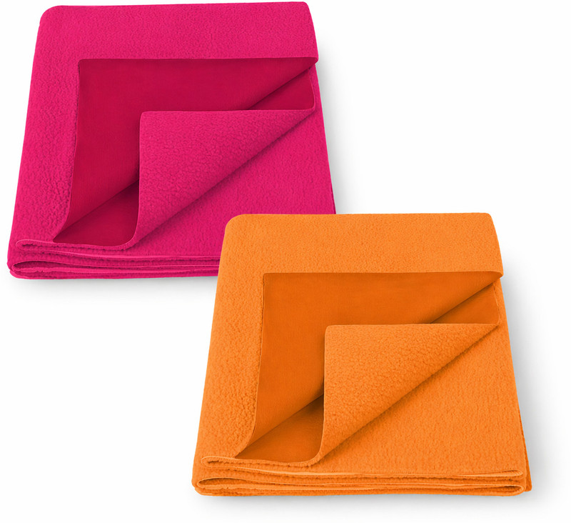 StarAndDaisy Microfiber Crib Flat 100 TC Solid 1 Bedsheet(Orange, Pink)