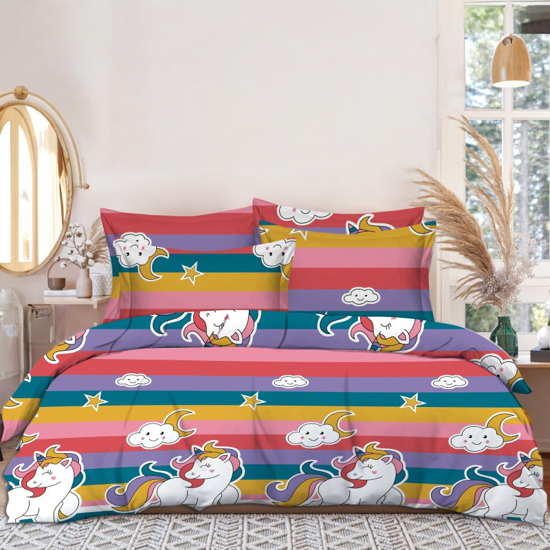 SANJEET Cotton King Flat 260 TC Printed Bedsheet(Pack of 1, Multicolor flat 74)