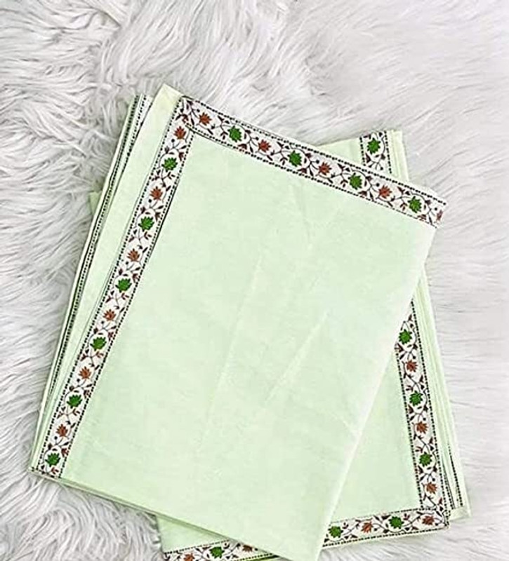 Harbell Home Cotton Single Flat 220 TC Floral 2 Bedsheets with 4 Pillow Covers(Green)