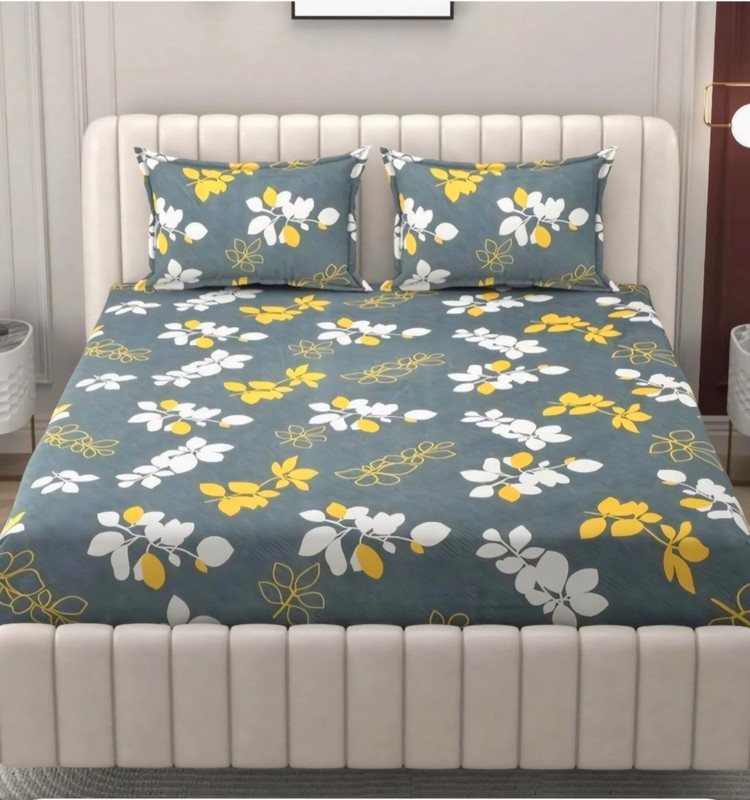 Tiwanshi Microfiber King Fitted (Elastic) 220 TC Printed 1 Bedsheet with 2 Pillow Covers(@ BEDSHEET)