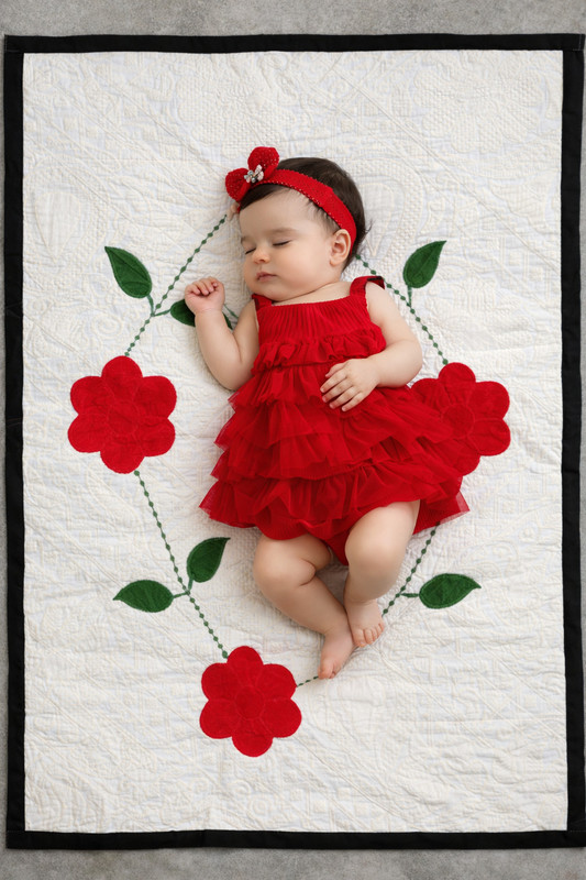 UCrafted Cotton Crib Flat 599 TC Floral 1 Bedsheet(Cream color)