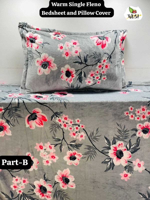 Lkbedsheet Woolen Super King Flat 430 TC Printed 1 Bedsheet with 2 Pillow Covers(Multicolor)