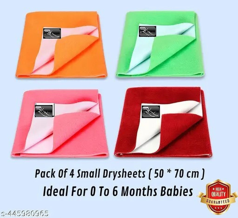Rajking Polycotton Crib Flat 290 TC Solid 4 Bedsheets with 8 Pillow Covers(PEACH & GREEN & PINK & RED)