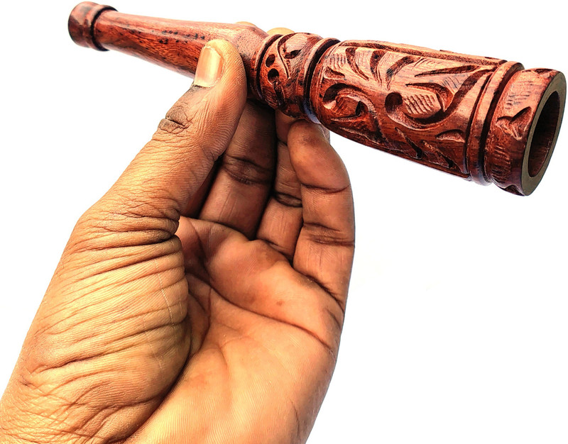 DRM CREATIONS wooden chillum 6 inch Hookah Mouth Tip (Brown) Beer Bong Funnel(40 mll)