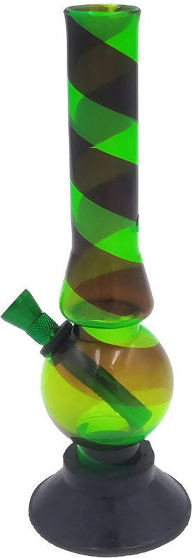 TANISHKA EXPORT 8 Inch New Double Striped Print Green Acrylic Water Pipe Smoking Beer Bong Funnel(250 mll)
