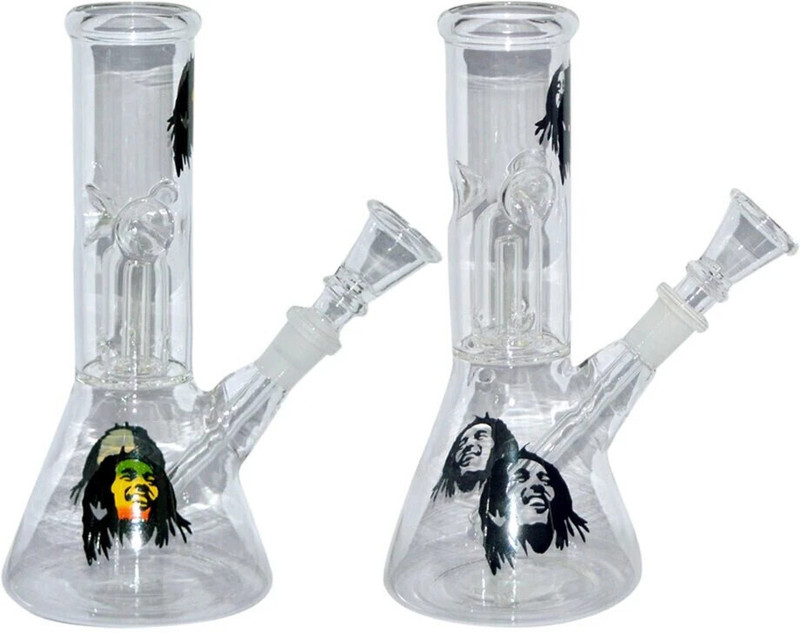 TANISHKA EXPORT 5 Inch Printed Mini Burner Clear Glass Water Pipe Smoking Beer Bong Funnel(150 mll)